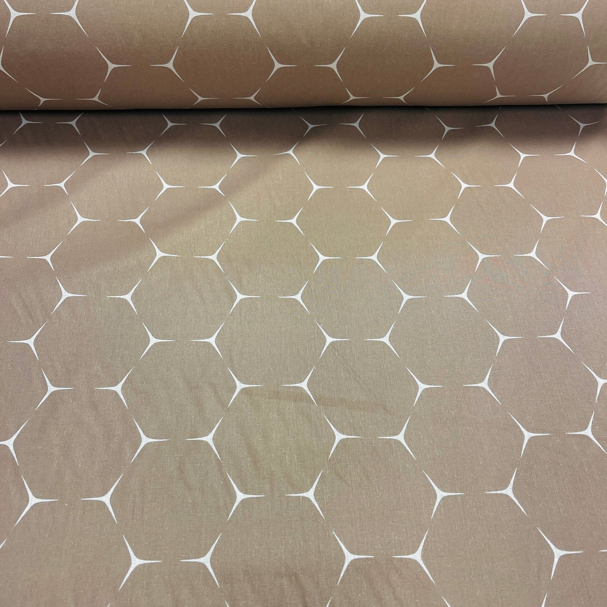 Tissu 100 % coton - motif abstrait brun 220 cm 146 g/m²