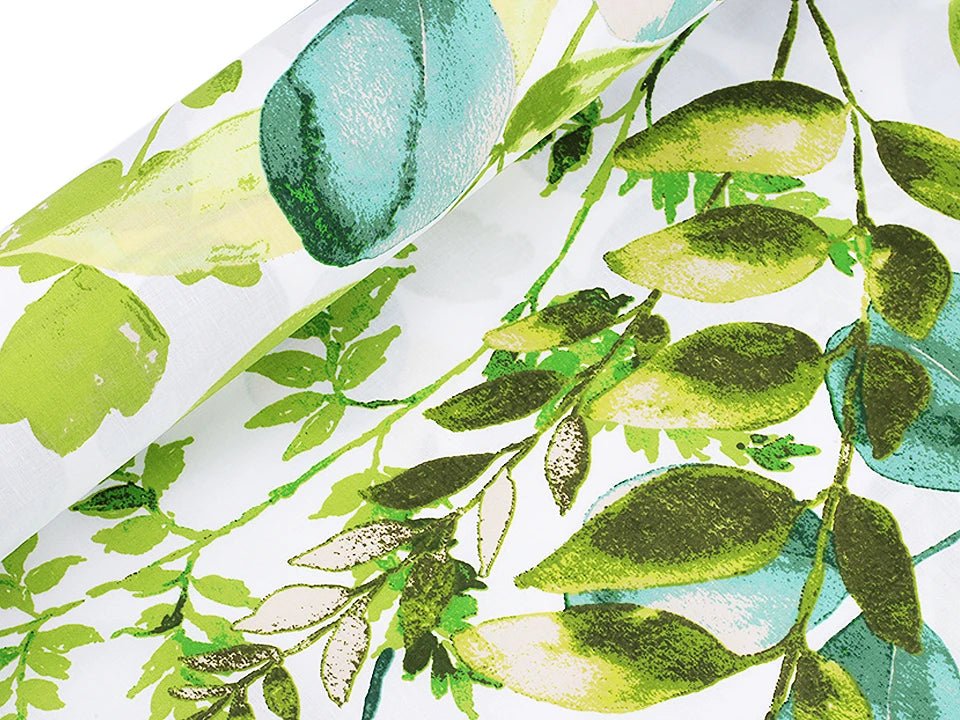 Bild von 100% Baumwollstoff mit Eukalyptus – online erhältlich bei Šarlotes audumi