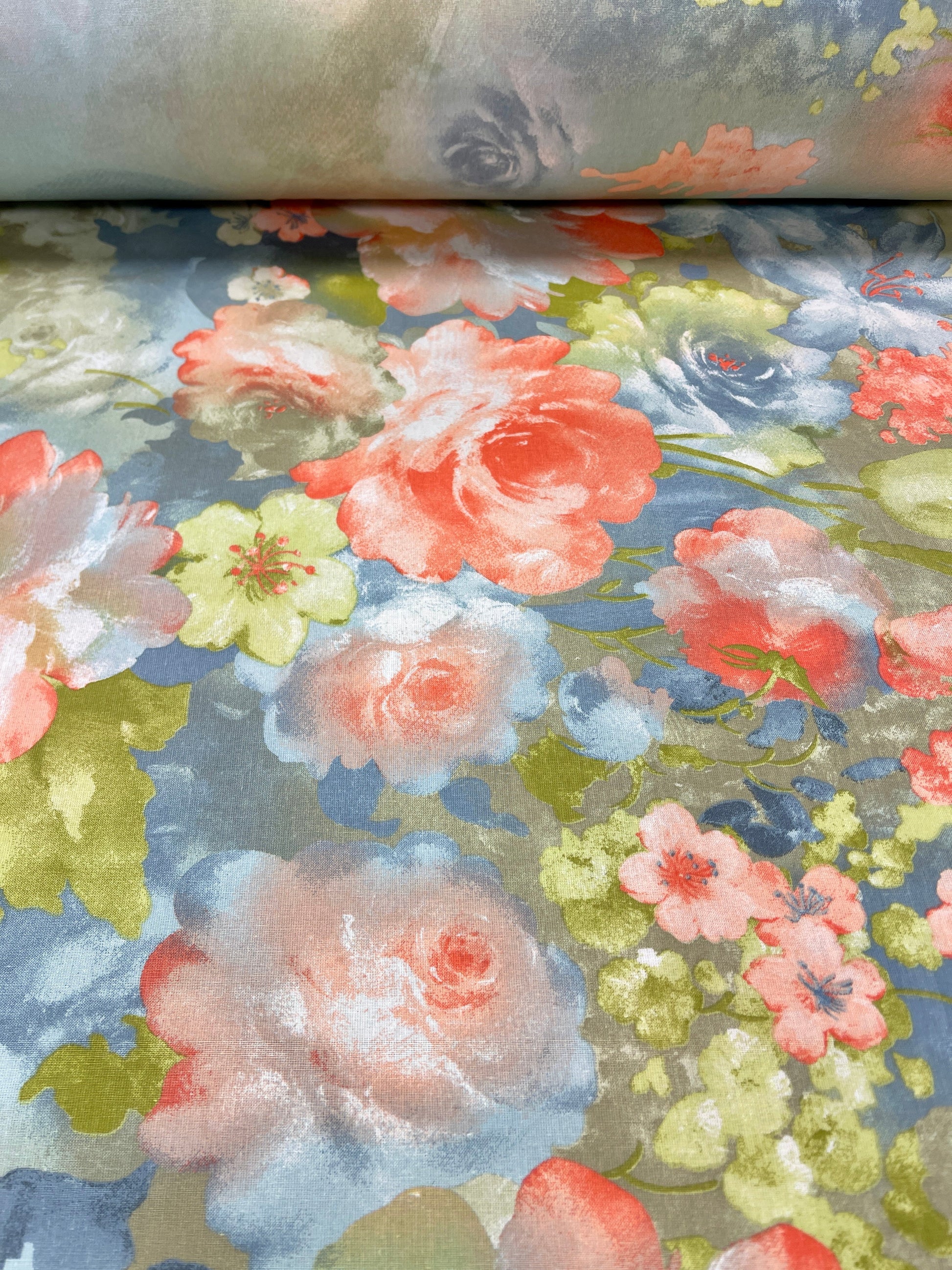Tissu 100 % coton - prairie peinte 220cm 146 g/m²