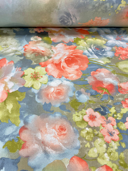 Tissu 100 % coton - prairie peinte 220cm 146 g/m²