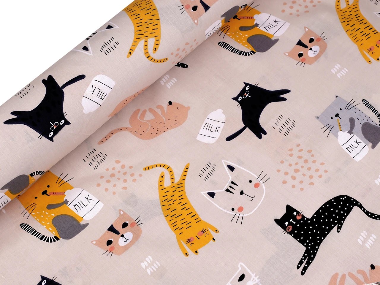 Image with 100% cotton fabric - khaki and milk 125 g/m² – available at Šarlotes audumi