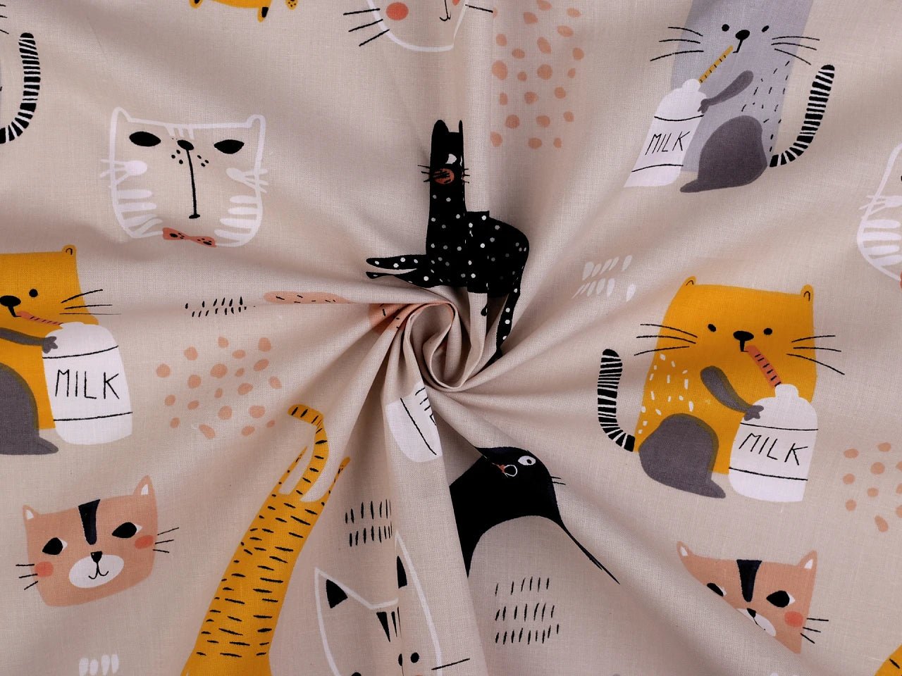 Image of 100% cotton fabric - khaki and milk 125 g/m² – available at Šarlote fabrics