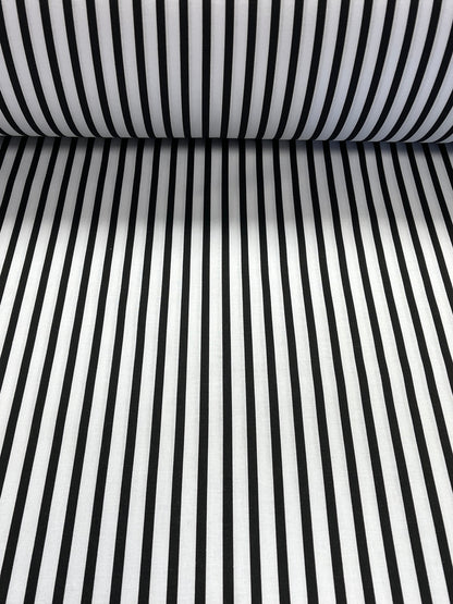 Tissu 100 % coton - lignes noires et blanches 125 g/m²
