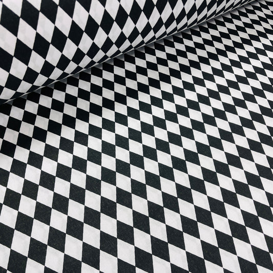 100% Cotton fabric - black and white diamonds 125 g/m