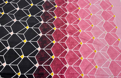 100% Cotton fabric - black and pink geometric patterns 125 g/m²