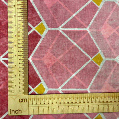 100% Cotton fabric - black and pink geometric patterns 125 g/m²