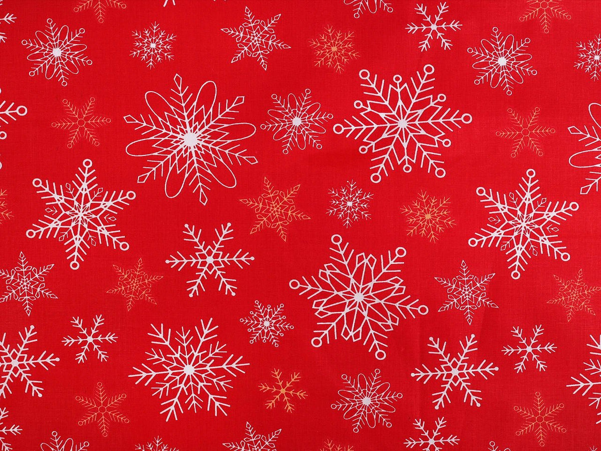 txt
Image avec tissu 100 % coton à flocons sur fond rouge – disponible en ligne chez Šarlotes audumi