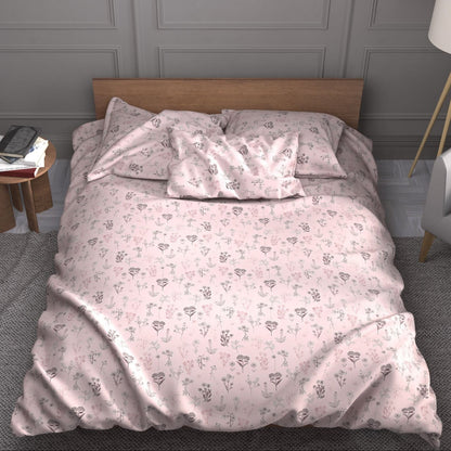 100 % tissu en coton - prairie de millefeuille sur fond rose pâle 220cm 146 g/m²