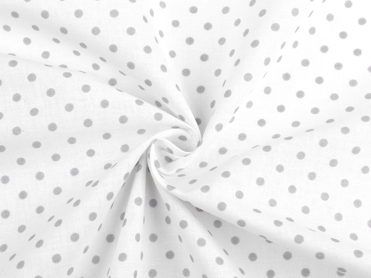 100% Cotton fabric - grey dots on a white background (4 mm) 130 g/m²