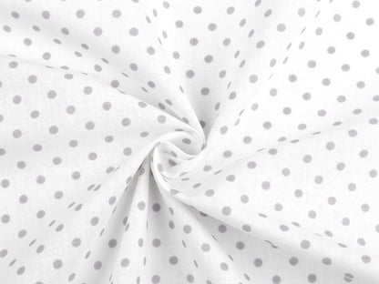 100% Cotton fabric - grey dots on a white background (4 mm) 130 g/m²