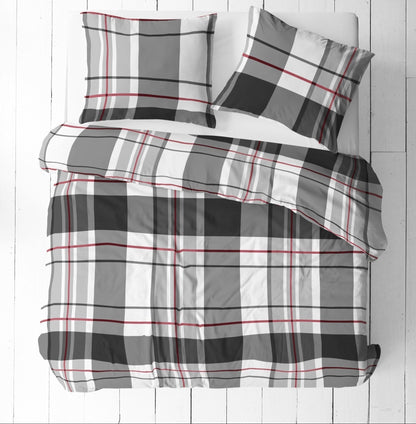 100% tissu en coton - à carreaux gris et rouges 125 g/m