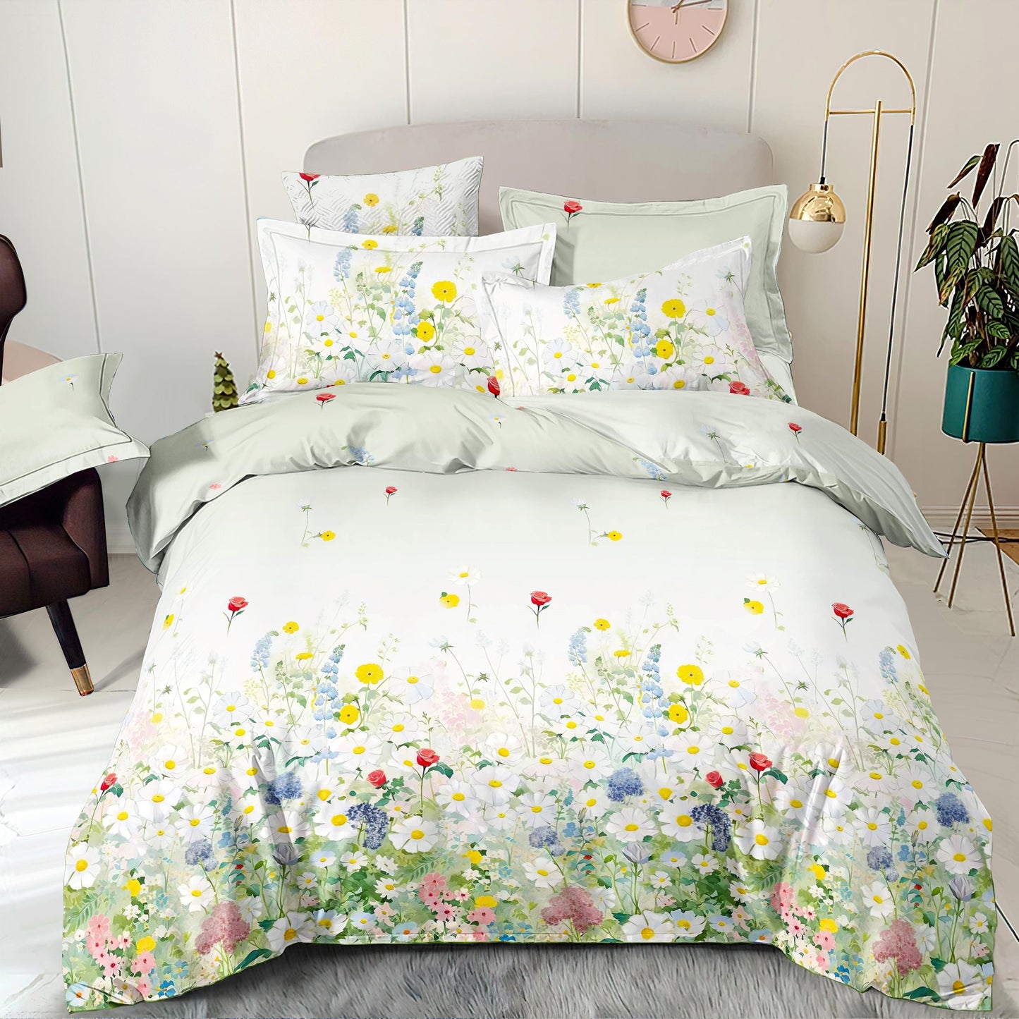 Bild mit 100% Baumwollstoff – Wiesenblumen und Mohnblumen, 220 cm – online erhältlich bei Šarlotes audumi