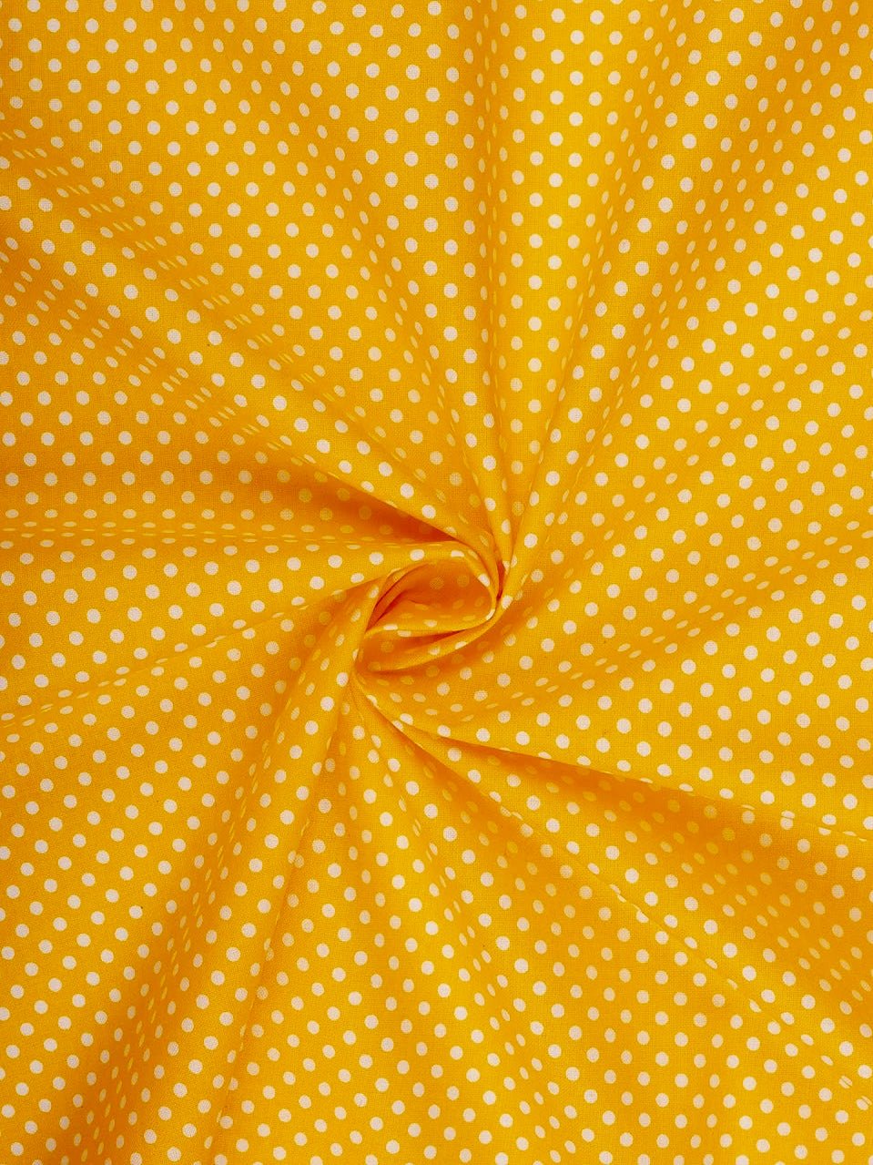 100% Cotton fabric - dots (4 mm) on a mustard yellow background 125 g/m²