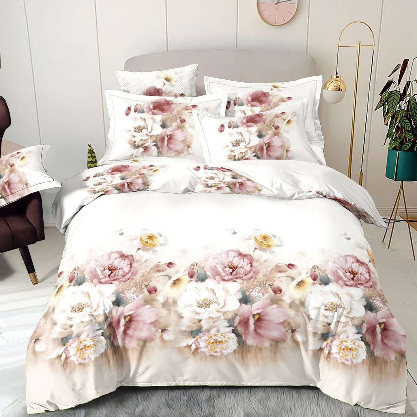 Image de tissu 100 % coton - fleurs romantiques rose poudré, 220 cm, 130 g/m² – disponible chez Šarlotes audumi
