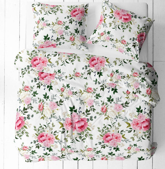Image d’un tissu 100 % coton à roses roses – disponible en ligne chez Šarlotes audumi