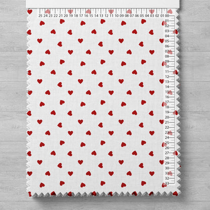 100% cotton fabric - hearts on a white background 125 g/m