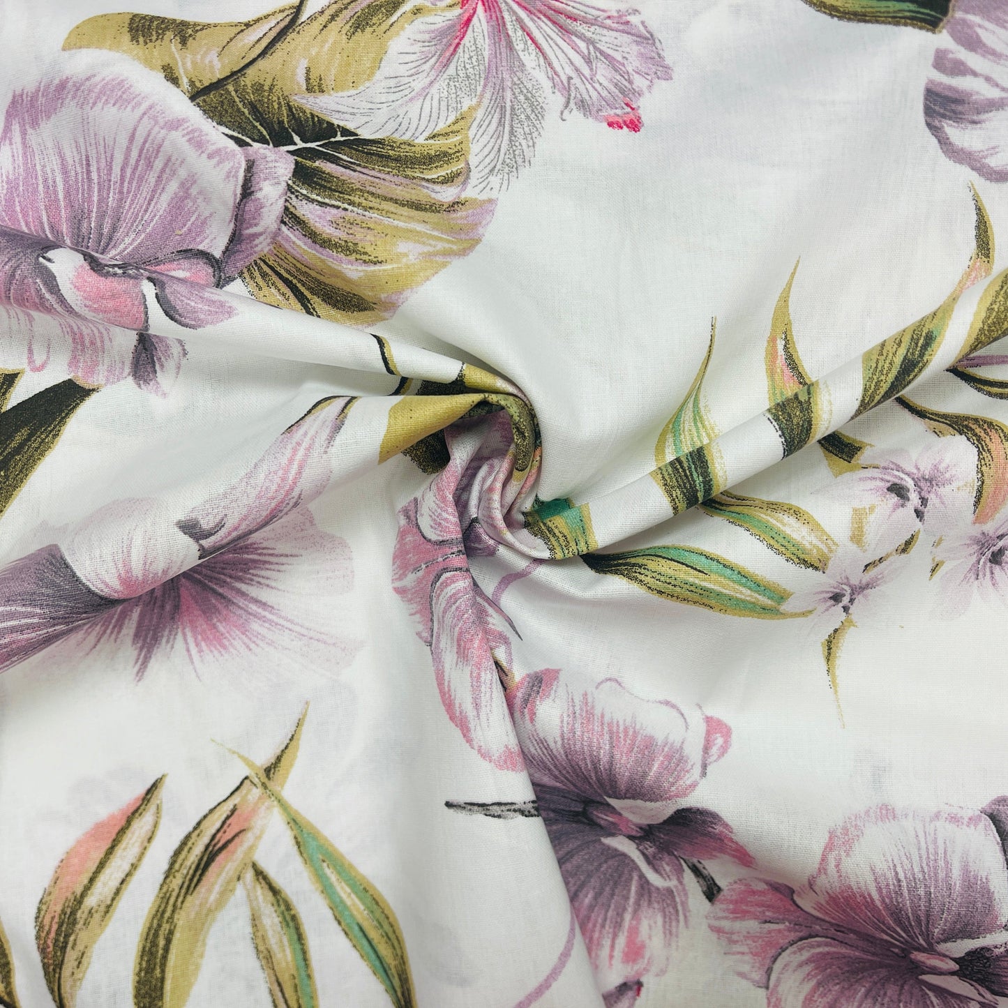 Tissu 100 % coton - orchidées parfumées 220 cm 146 g/m²
