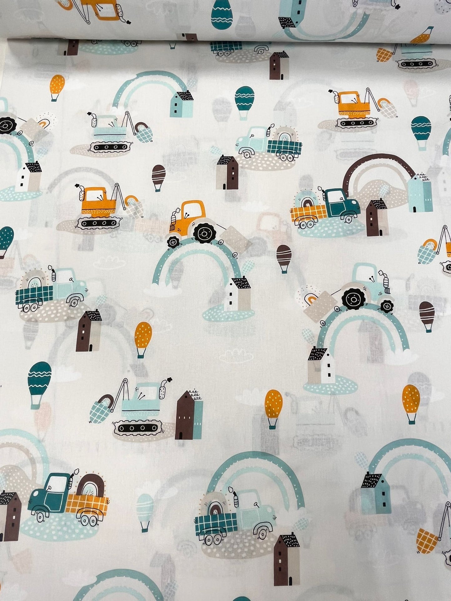 Image of 100% cotton fabric - tractors 125 g/m² – available at Šarlotes audumi