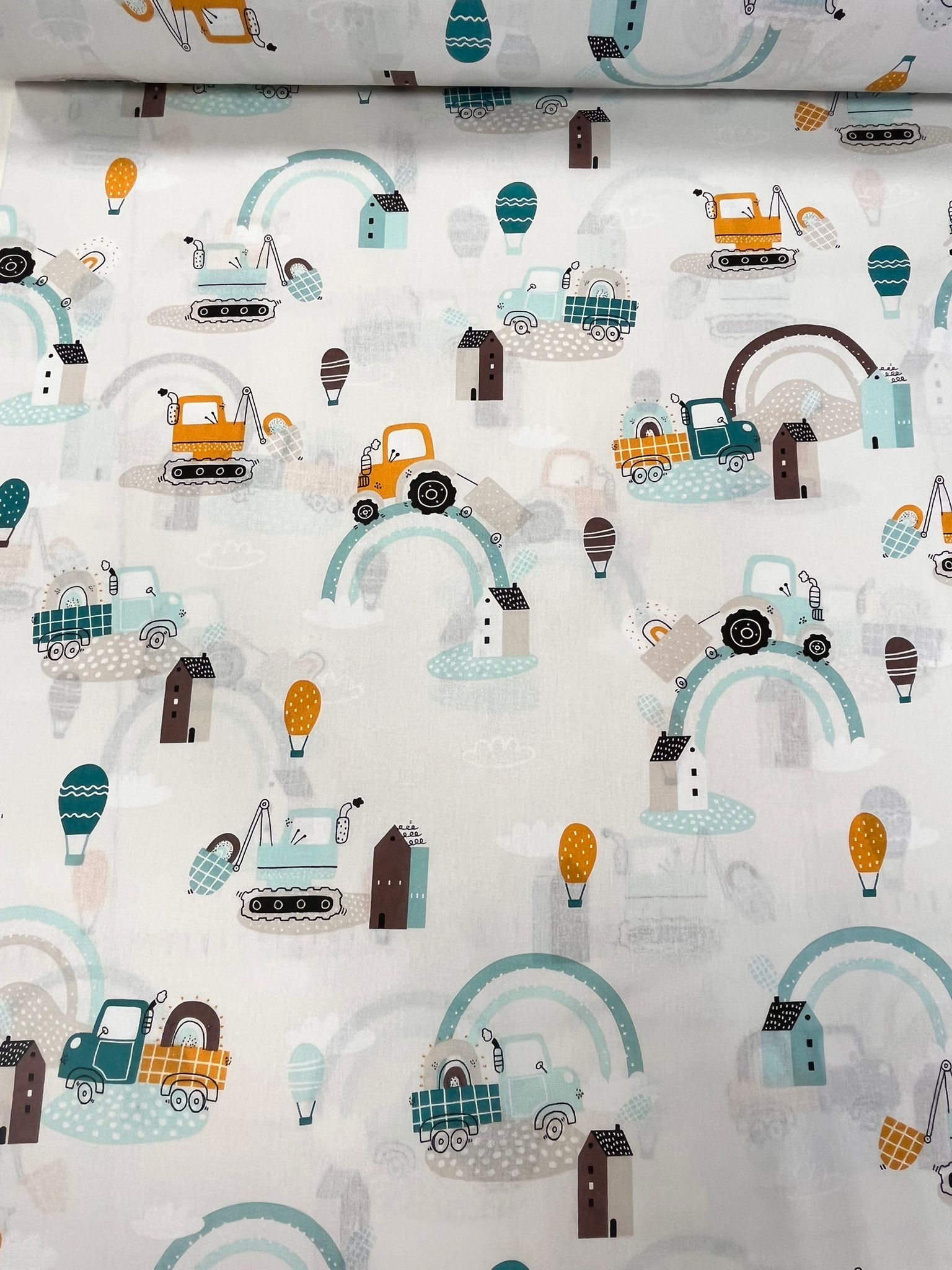 Image of 100% cotton fabric - tractors 125 g/m² – available at Šarlotes audumi