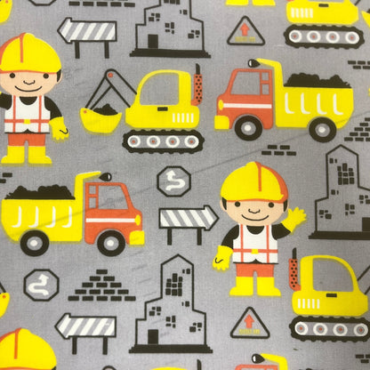 100% Cotton fabric - tractors and builder 125 g/m²