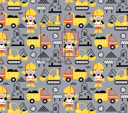 100% Cotton fabric - tractors and builder 125 g/m²