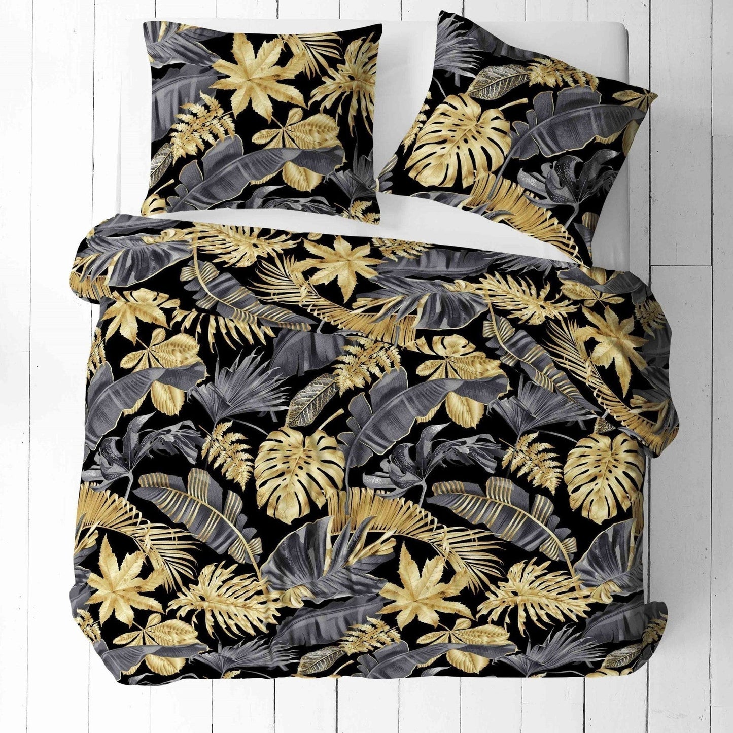 Image with 100% cotton fabric - dark leaves 125 g/m² – available at Šarlotes Audumi