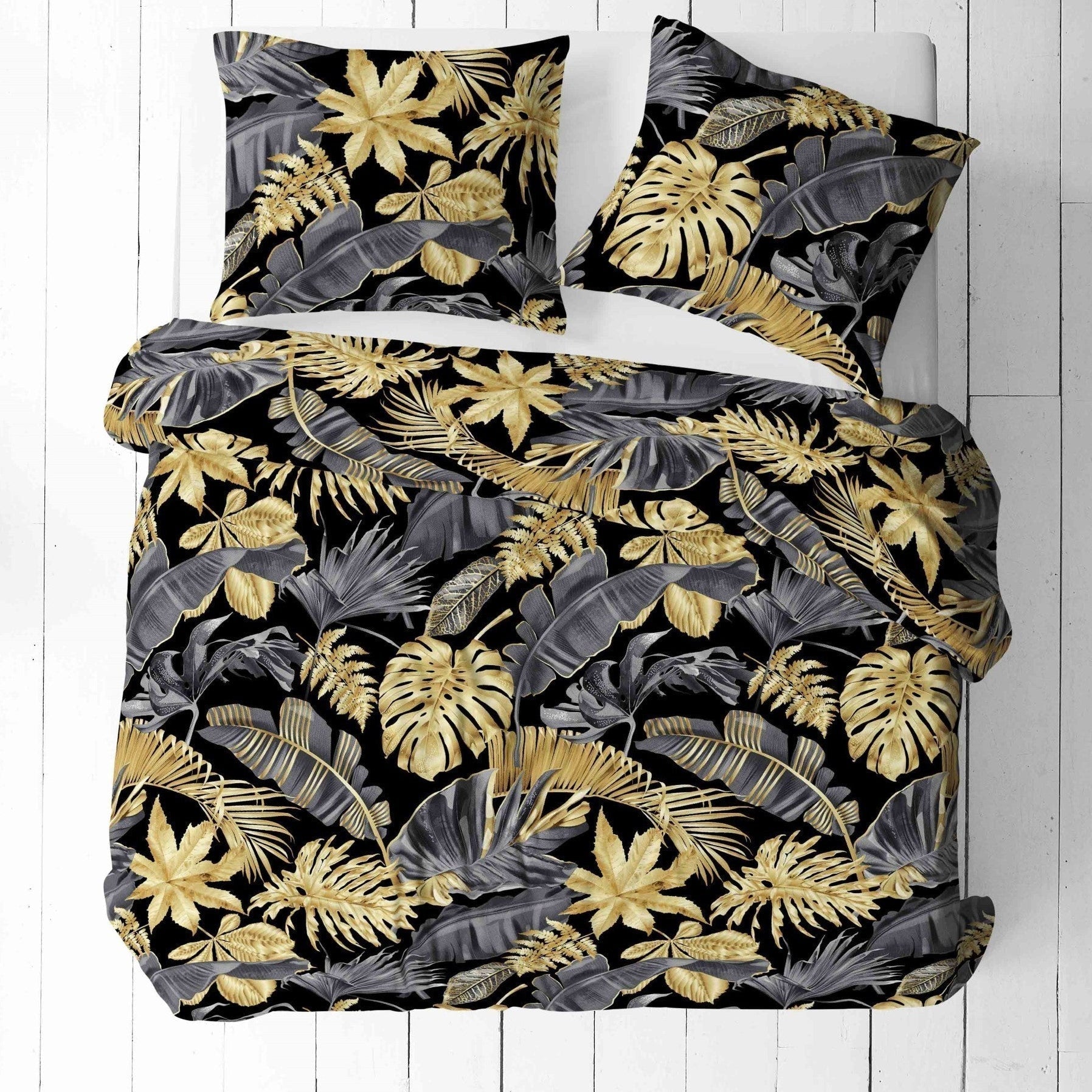 Image with 100% cotton fabric - dark leaves 125 g/m² – available at Šarlotes Audumi