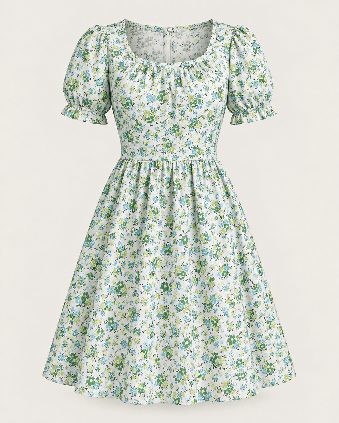 Image en tissu 100 % coton à petites fleurs vertes délicates – disponible en ligne chez Šarlotes audumi