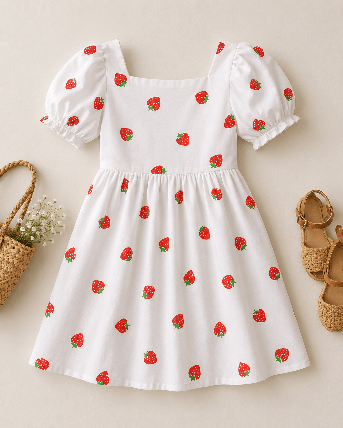 Bild von 100 % Baumwollstoff – Erdbeeren, 125 g/m² – erhältlich bei Šarlotes audumi