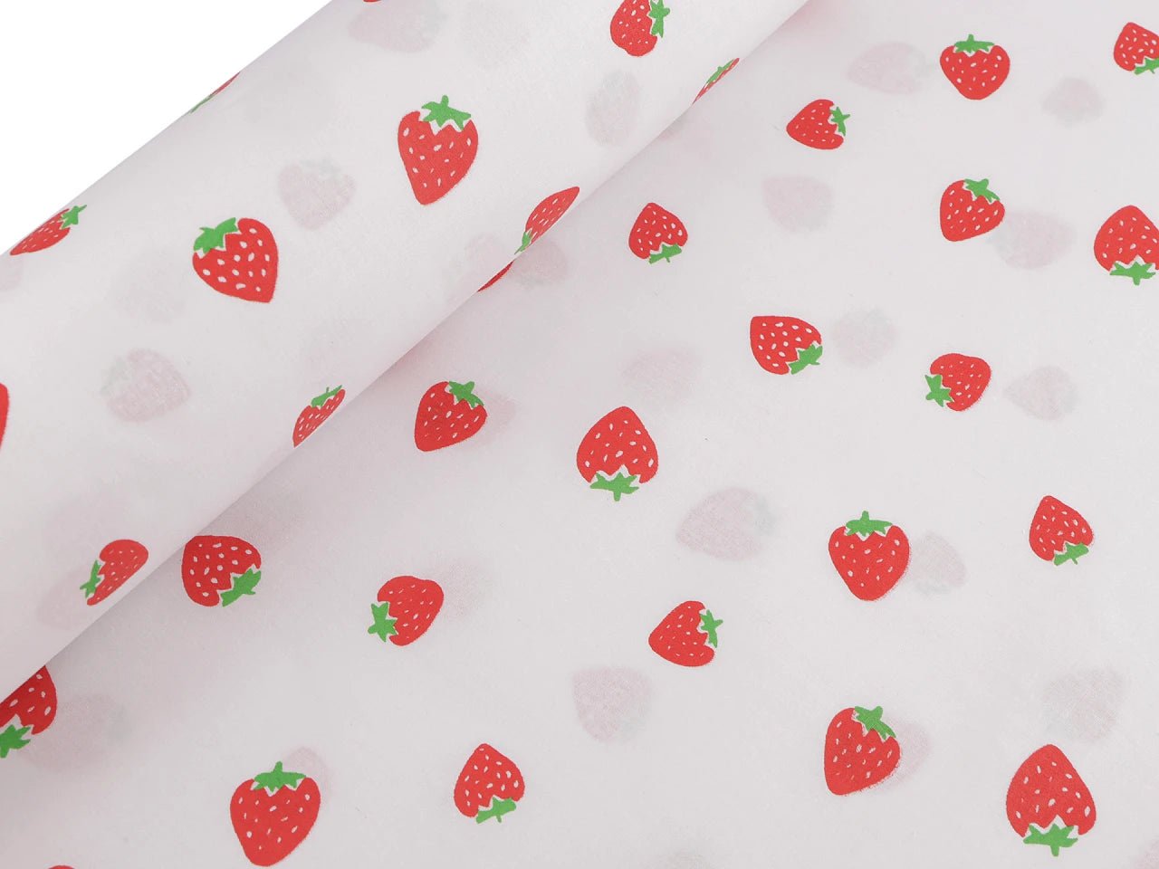Bild mit 100% Baumwollstoff – Erdbeeren, 125 g/m² – erhältlich bei Šarlotes audumi