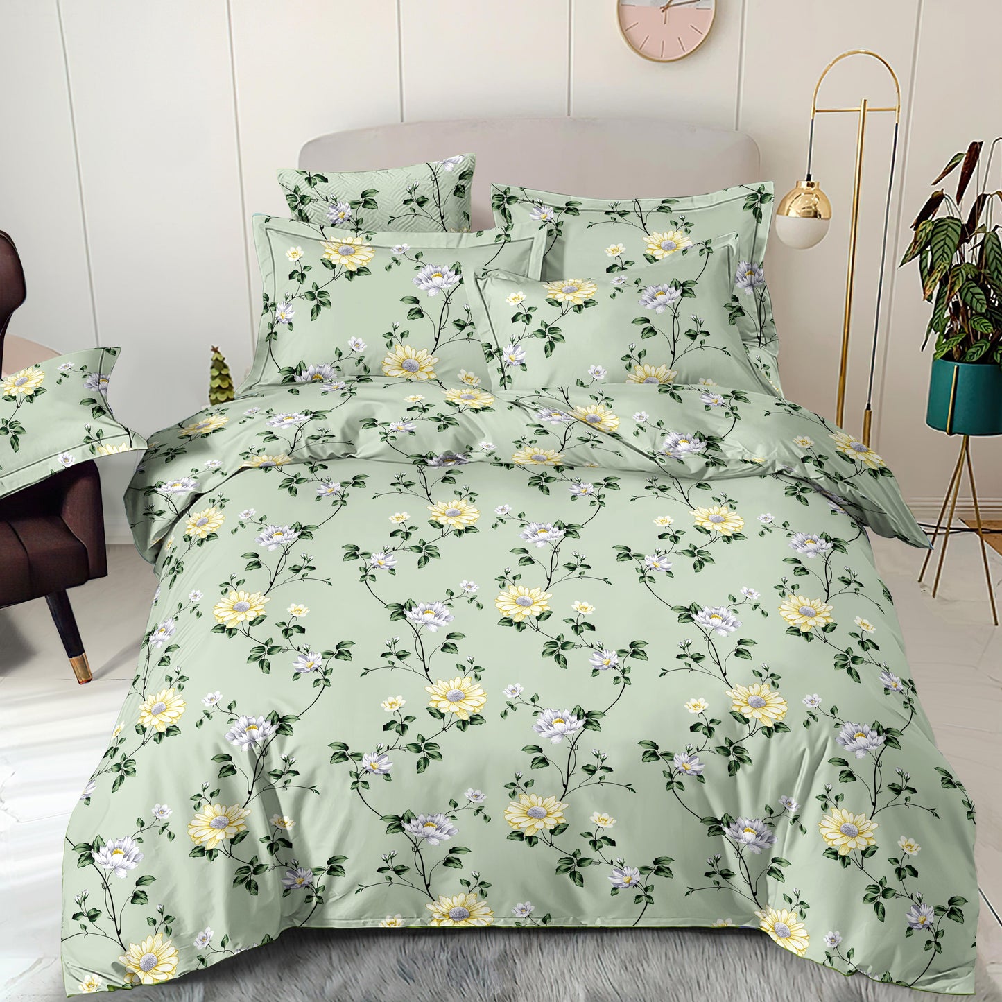 Image en tissu 100 % coton - prairie fleurie vert sauge 220 cm 130 g/m² – disponible chez Šarlotes audumi