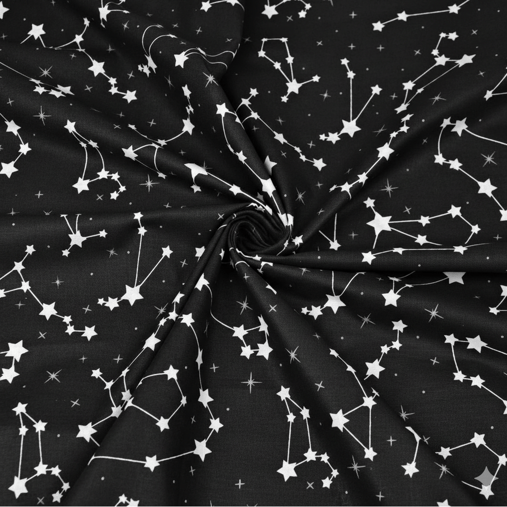 Image du tissu 100 % coton - constellation 125 g/m² – disponible chez Šarlotes audumi