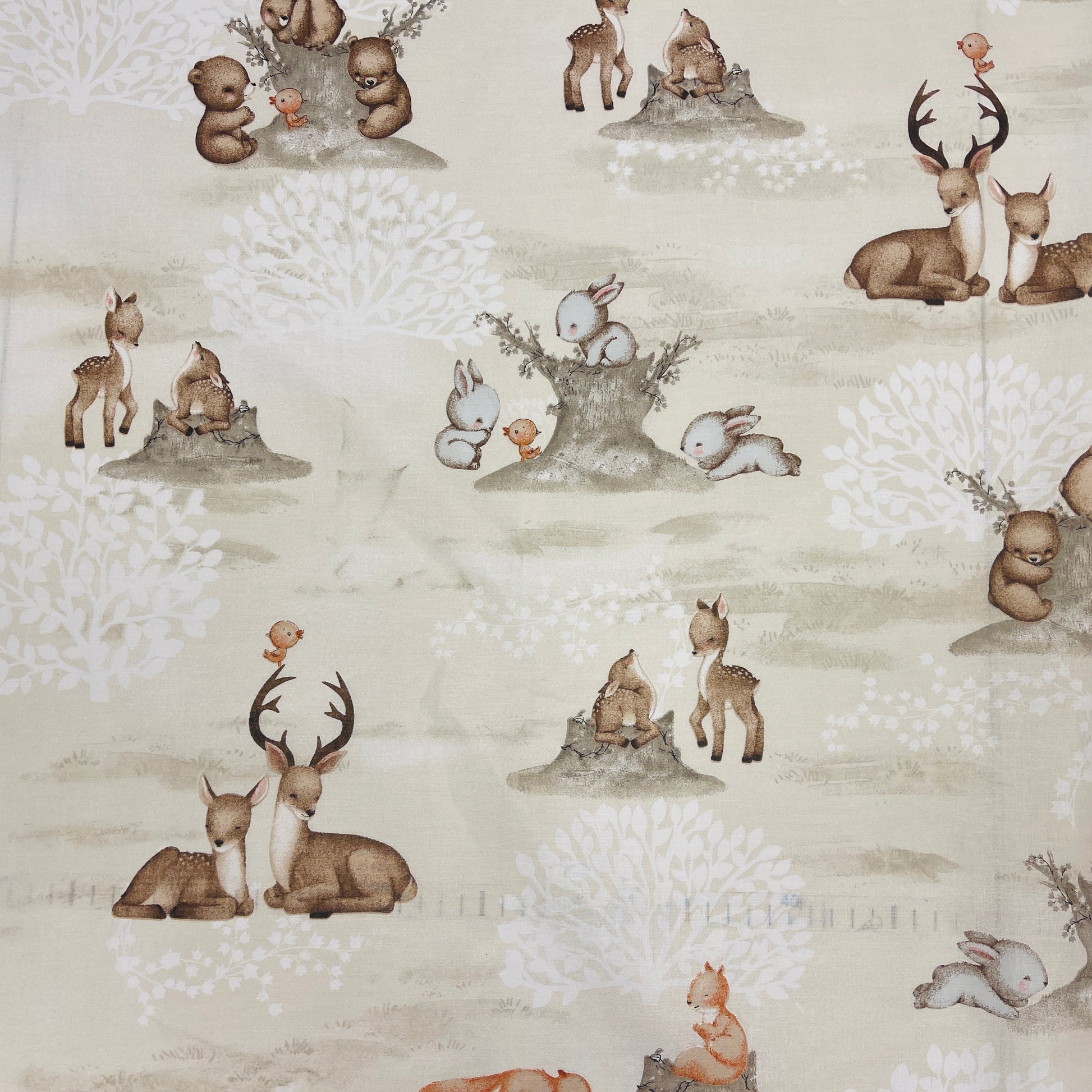 100% Cotton fabric - animals by the stump 125 g/m²