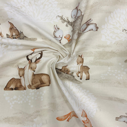 100% Cotton fabric - animals by the stump 125 g/m²