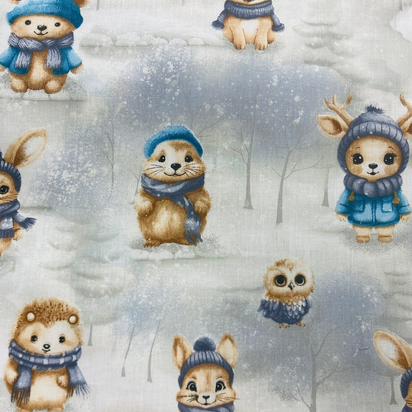100% Cotton fabric - animals in scarves 125 g/m