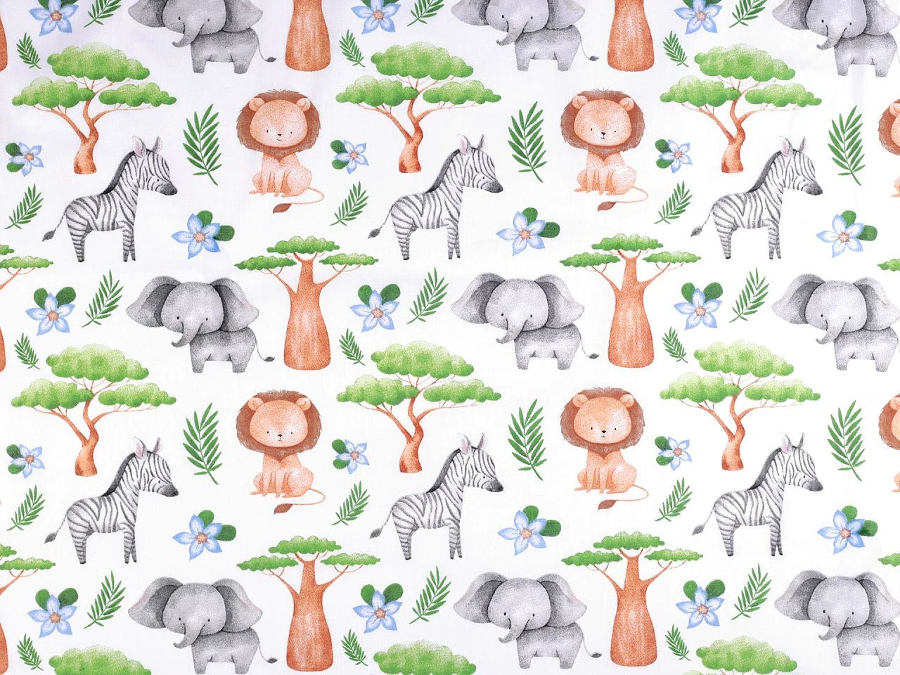 100 % coton - animaux et arbre baobab 130 g/m²