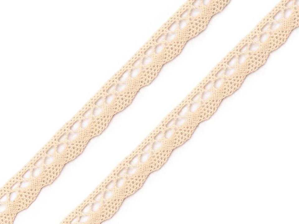 Attēls ar 100% Kokvilnas mežģīne 1 cm - dabīga – pieejams Šarlotes audumi