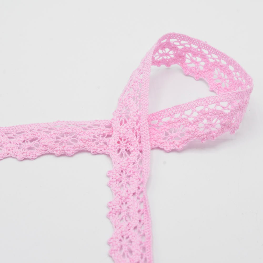 Dentelle en coton 100 % - 2 cm rose