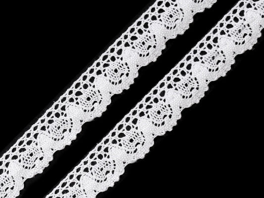 Attēls ar 100% Kokvilnas mežģīne 2,5 cm - balta – pieejams Šarlotes audumi