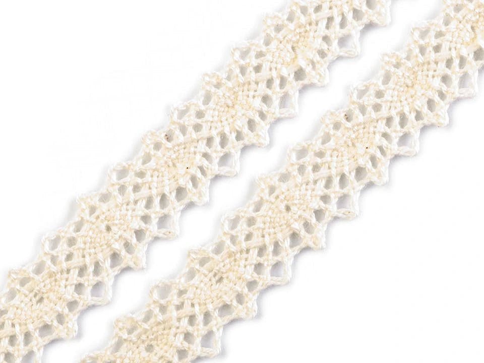 Attēls ar 100% Kokvilnas mežģīne eleganta 1,2 cm – pieejams internetā Šarlotes audumi