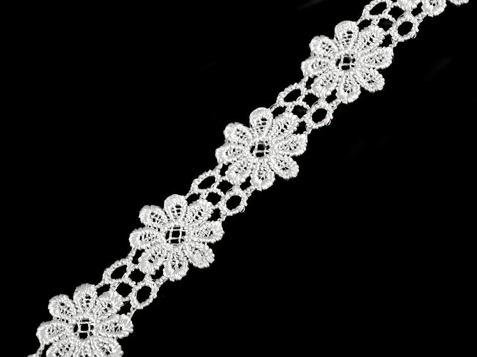 Image of 100% cotton lace, 2 cm ribbon - white daisy - available at Charlotte's Fabrics