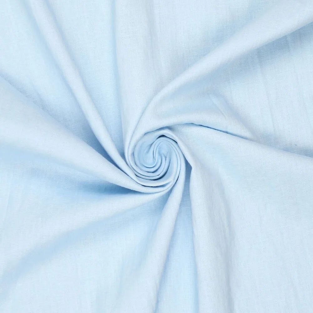 Image of 100% softened linen fabric, light blue, 165 g/m² – available online at Šarlotes audumi