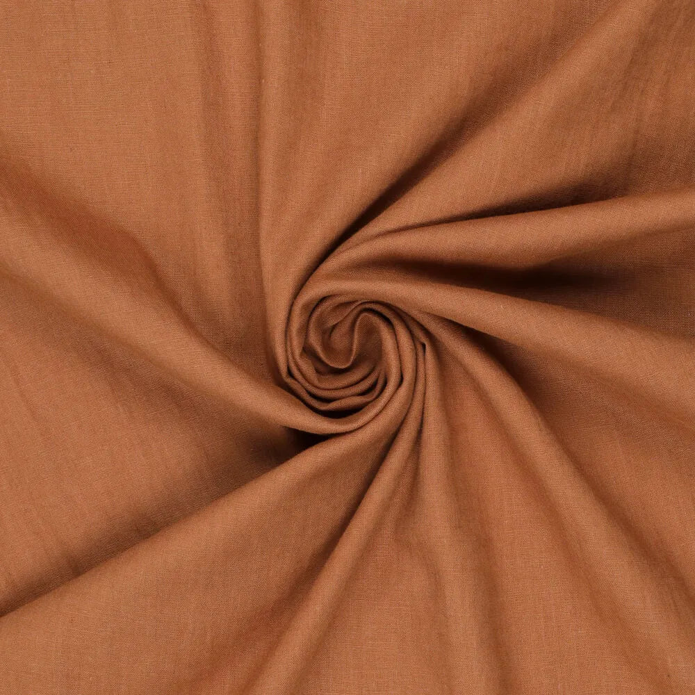 Image of 100% softened linen fabric, cognac, 165 g/m² – available at Charlotte's Fabrics