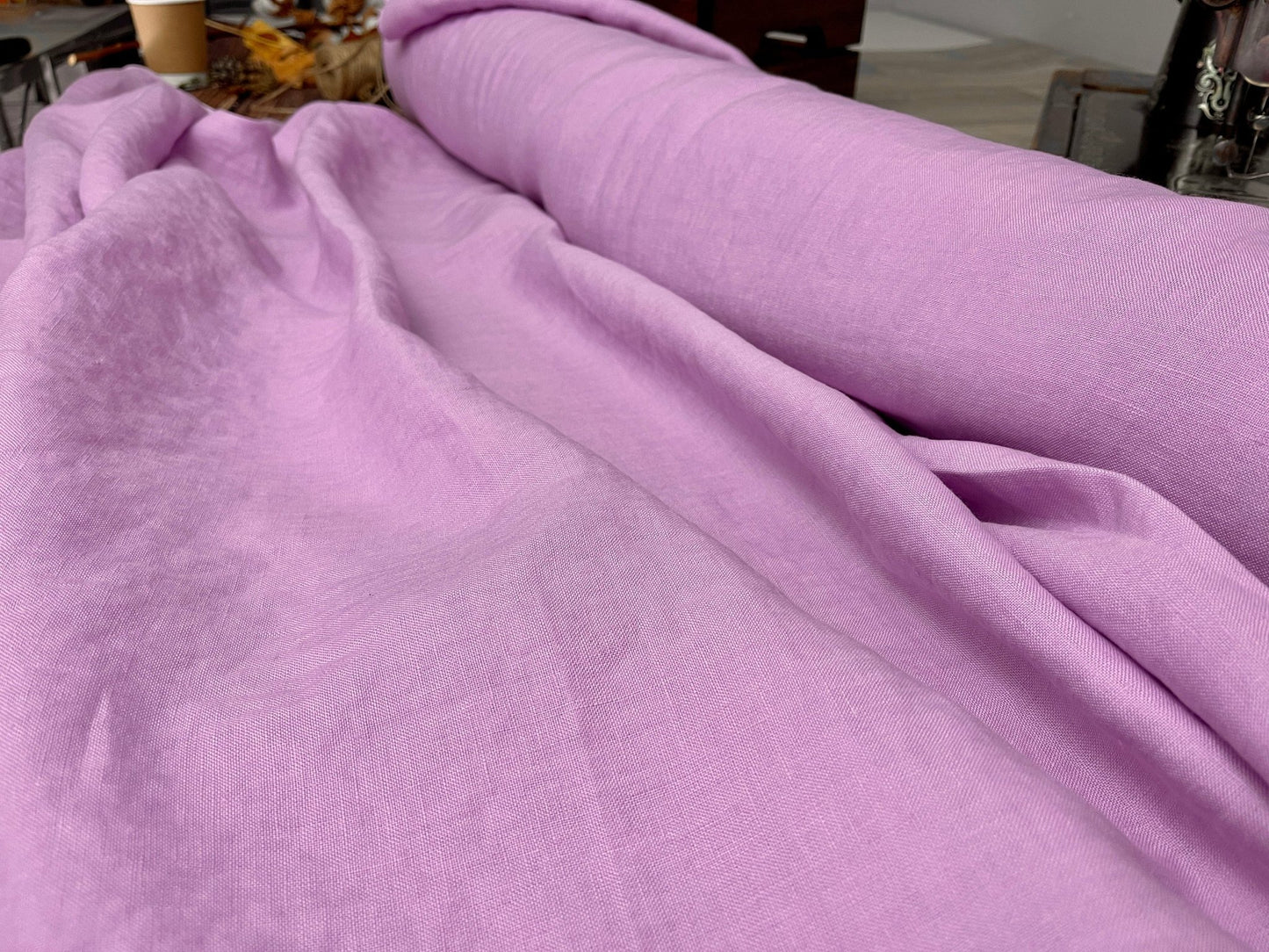 100% Softened linen, light lavender 205 g/m²