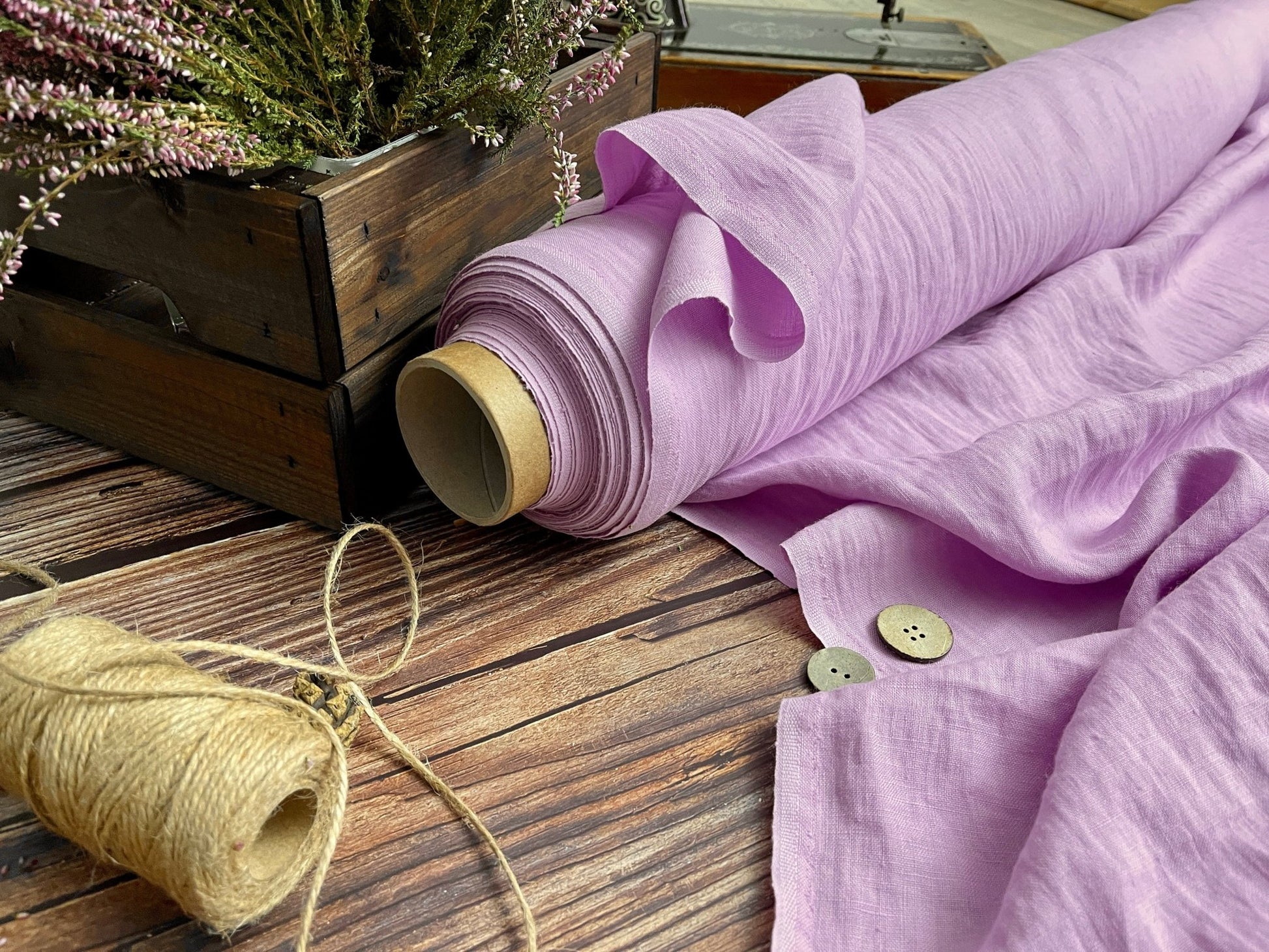 100% Softened linen-light lavender 205 g/m²