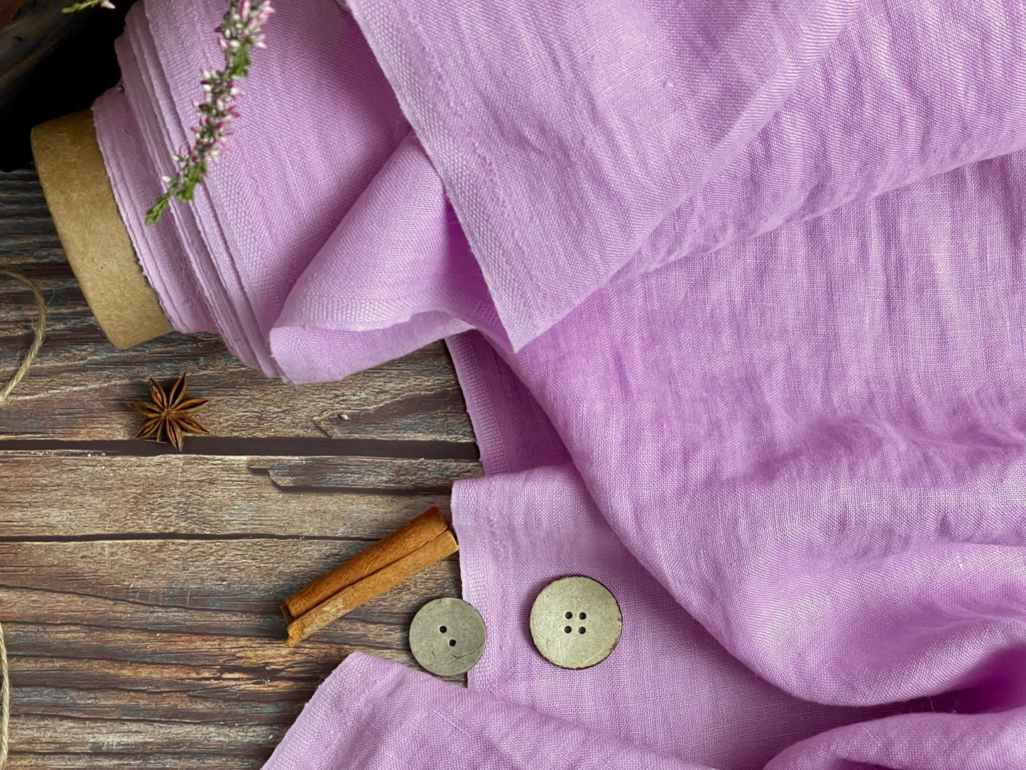 Softened linen, light lavender, 205 g/m²