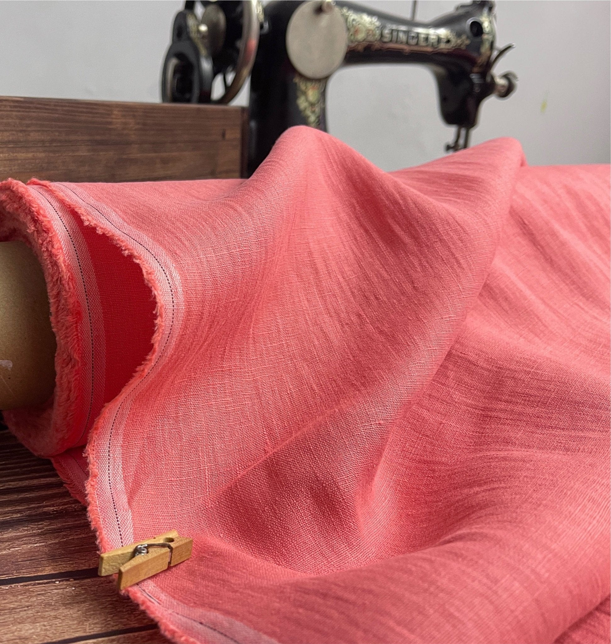 100% softened linen-coral 205 g/m²