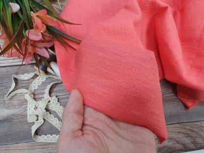 100% Softened linen-coral 205 g/m²