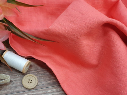 100% softened linen, coral, 205 g/m²