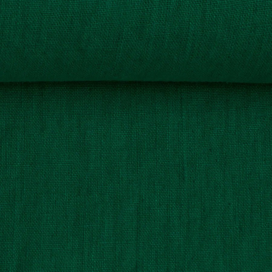 100% Softened linen - emerald green shade 205 g/m²